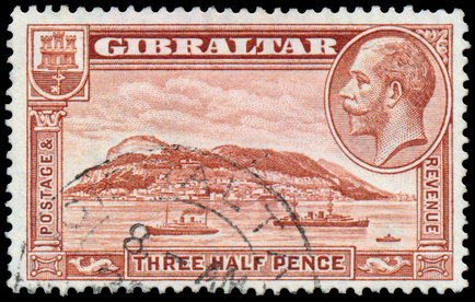 Alte Briefmarke von Gibraltar